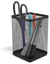 UTENCIL HOLDER, METAL MESH, TRU RED, MATTE BLACK MAIN